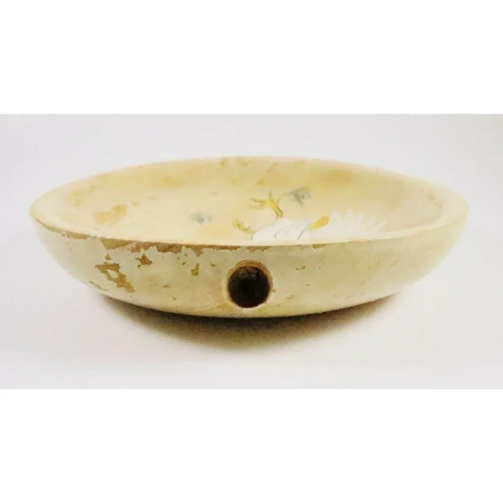 VTG Nevco Wood Rooster Snack Bowl Hand Painted No Handle Primitive Country Japan